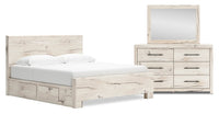 Derekson 5-Piece King Bedroom Set with Underbed Storage Bed - White 