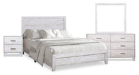 Arbor 6pc Bedroom Set with Panel Bed, Dresser, Mirror & Nightstand, Driftwood White  - Full Size 