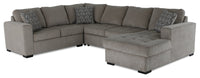 Legend 4-Piece Right-Facing Chenille Sleeper Sectional - Platinum  