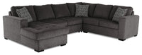 Legend 4-Piece Left-Facing Chenille Sleeper Sectional - Pewter  