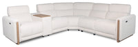 Sable Modular 6-Piece Alabaster White Chenille Fabric Power Reclining Sectional 