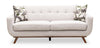 Kort & Co. Freeman 80” Dove White Linen-Look Fabric Condo Size Sofa with Wood Base and Legs