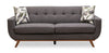 Kort & Co. Freeman 80” Charcoal Grey Linen-Look Fabric Condo Size Sofa with Wood Base and Legs