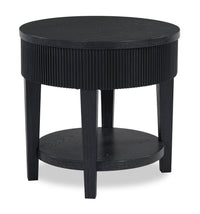 Sanford 24” Contemporary Round Solid Wood End Table with Storage - Black 