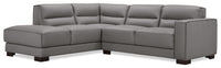 Citadel 2-Piece Left-Facing Top-Grain Genuine Leather Sectional with Rubberwood Legs - Grey 