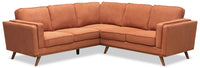 Kort & Co. Kassia 2-Piece Linen-Look Fabric Sectional with Wood Base and Legs - Orange 