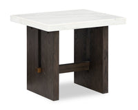 Warwick 26” Solid Wood and Marble End Table – White and Brown Oak 