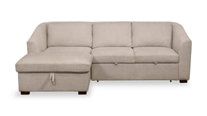 Envy 2-Piece Left-Facing Chenille Fabric Sleeper Sectional with Storage Chaise - Almond Beige