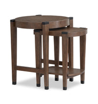 Gordon 22” 2-Piece Round Solid Wood Nesting Accent Table - Brown 