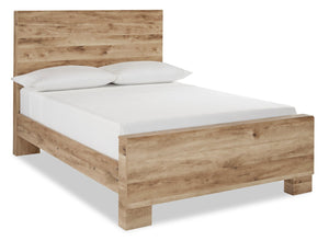 Derekson Panel Bed with Headboard & Frame, Natural - Full Size