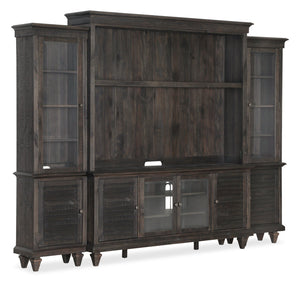 Baron Rustic 4-Piece Pine Entertainment Centre with Storage and Cable Management for TVs up to 70” - Weathered Charcoal