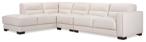 Citadel 3-Piece Left-Facing Top-Grain Genuine Leather Sectional with Rubberwood Legs - Frost White