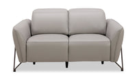 Riviera Top-Grain Genuine Leather Power Reclining Loveseat - Light Grey 