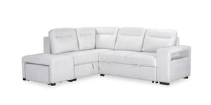 Coast 3-Piece Left-Facing Ivory White Fabric Sleeper Sectional with Storage Chaise and Storage Armrest