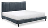 Paseo Platform Bed in Navy Vegan-Leather Fabric - King Size 