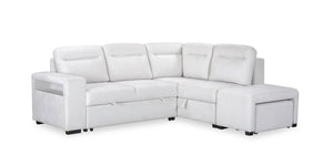 Coast 3-Piece Right-Facing Ivory White Fabric Sleeper Sectional with Storage Chaise and Storage Armrest