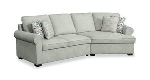 Scott Living Haven 2-Piece Right-Facing Chenille Fabric Cuddler Sectional - Seafoam Blue