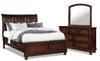 Chelsea 5pc Bedroom Set with Storage Bed, Dresser & Mirror, Cherry Brown - King Size