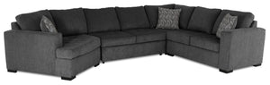 Legend 4-Piece Left-Facing Chenille Cuddler Sleeper Sectional - Pepper