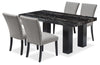 Burk 5pc Dining Set with Table & 4 Chairs, Resin Marble-Look Top, 72