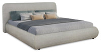 Luka Upholstered Platform Bed in Grey Fabric - King Size 