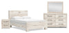 Derekson 6pc Bedroom Set with Panel Bed, Dresser, Mirror & Nightstand, Rustic White - Queen Size