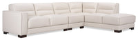 Citadel 3-Piece Right-Facing Top-Grain Genuine Leather Sectional with Rubberwood Legs - Frost White 