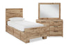 Derekson 5-Piece Twin Bedroom Set with Underbed Storage Bed - Natural