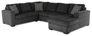 Legend 4-Piece Right-Facing Chenille Sleeper Sectional - Pepper 