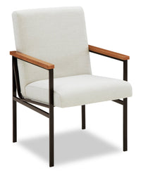 Indie Dining Arm Chair with Polyester Fabric, Metal - Taupe 