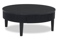 Sanford 42” Contemporary Round Solid Wood Coffee Table with Storage - Black 