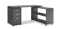 Oliver Folding Corner Desk with Storage and USB Ports - Grey 