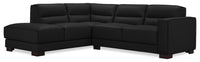 Citadel 2-Piece Left-Facing Top-Grain Genuine Leather Sectional with Rubberwood Legs - Black 