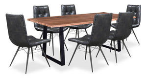 Oskar 7pc Dining Set with Table & 6 Avis Chairs, Acacia Wood & Metal, 79