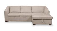 Envy 2-Piece Right-Facing Chenille Fabric Sleeper Sectional with Storage Chaise - Almond Beige 