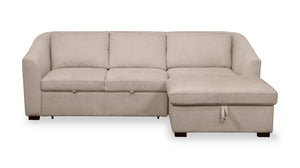 Envy 2-Piece Right-Facing Chenille Fabric Sleeper Sectional with Storage Chaise - Almond Beige