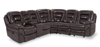 Leo 6-Piece Genuine Leather Reclining Sectional - Walnut 