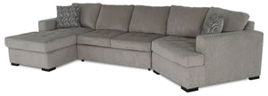 Legend 3-Piece Right-Facing Chenille Cuddler Sleeper Sectional with Chaise - Platinum 