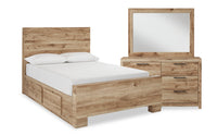 Derekson 5-Piece Full Bedroom Set with Underbed Storage Bed - Natural 