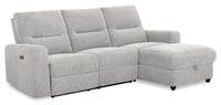 Meadow 2-Piece Right-Facing River Grey Chenille Fabric Power Reclining Sectional with Storage Chaise 