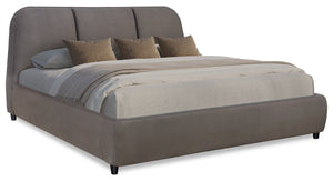 Mave Upholstered Platform Bed in Grey Velvet - King Size