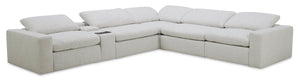 Sky Modular 6-Piece Fabric Power Reclining Sectional with Reclining Armless Chair - Nathan Wheat