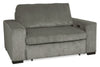 Stratus 59” Fog Grey Chenille Fabric Chair with Power Sliding Chaise