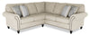 Made in Canada Wynn 2-Piece Chenille Fabric Sectional with Nailhead Trim and Wood Bun Legs - Linen Beige