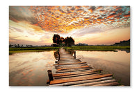 River on Sunset 28x42 Wall Art Fabric Panel Without Frame