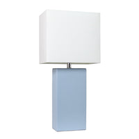 Elegant Designs Modern Leather Table Lamp with White Fabric Shade, Periwinkle