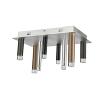 Galiano 8-Light Black, Copper and Satin Aluminum Flush Mount 