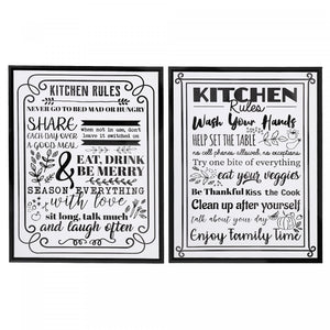 Canvas Wall Sign Kitchen Rules 16 x 20 - Set of 2 Wall Decor