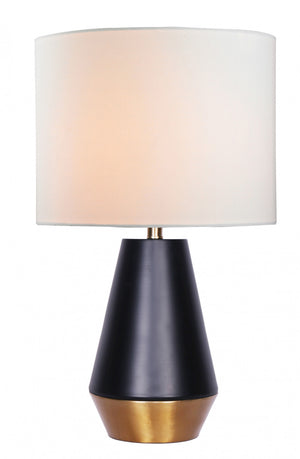 Contemporary Matt Gold And Clear Tube Table Lamp With Black Gold Shade
