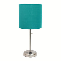 Limelights Stick Lamp with Charging Outlet And Fabric Shade Table Lamp